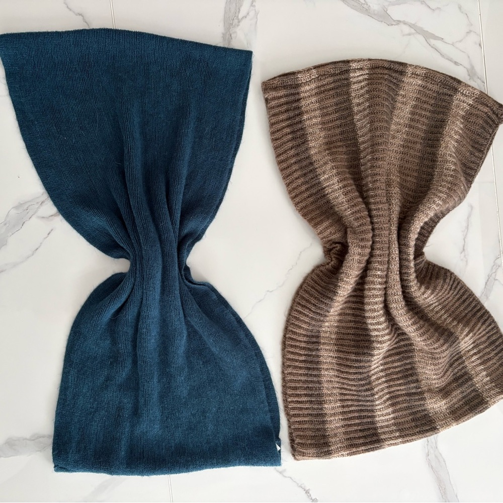 Blue and Brown Knit infinity‎ Scarves
